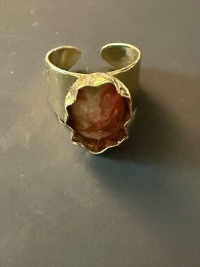 Sorrelli Gold-Tone Adjustable Ring with Pink Center Stone